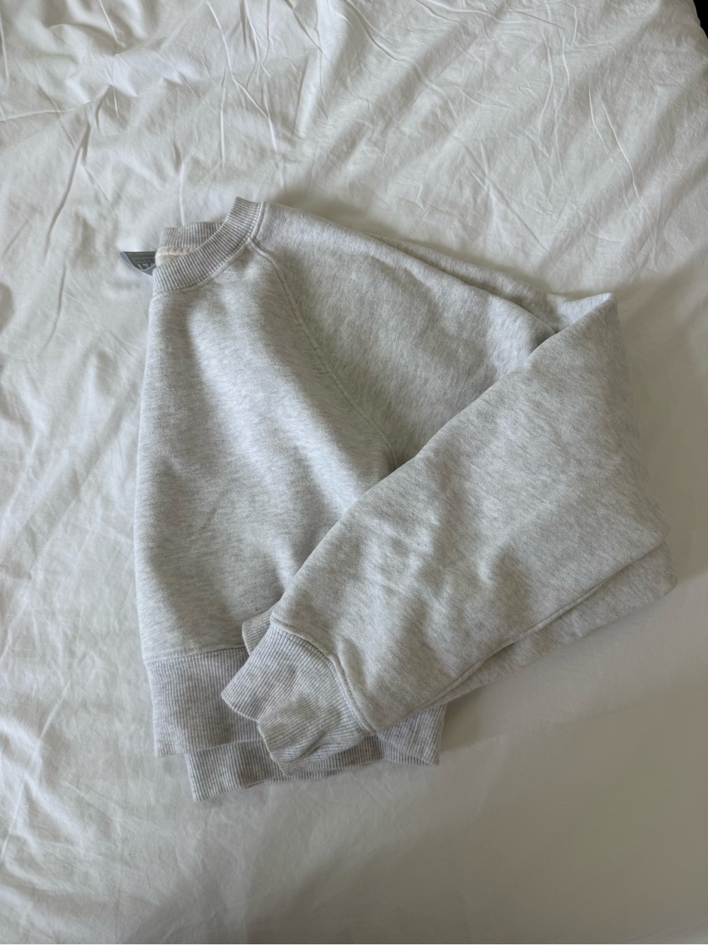 TNA Aritzia Light Heather Gray Crewneck Pullover cropped